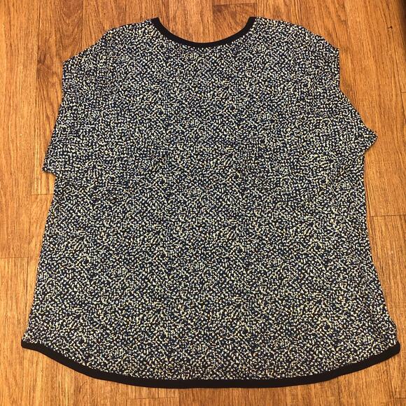 CJ Banks Blue White Yellow Confetti Polka Dot Shirt Size 3X (24/26W) - Picture 6 of 12